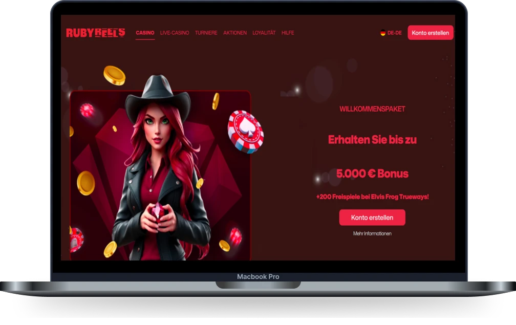 RubyReels Casino Desktop – Online Casino auf MacBook Pro und Laptop
